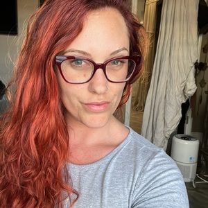 Deep red Versace reading glasses
